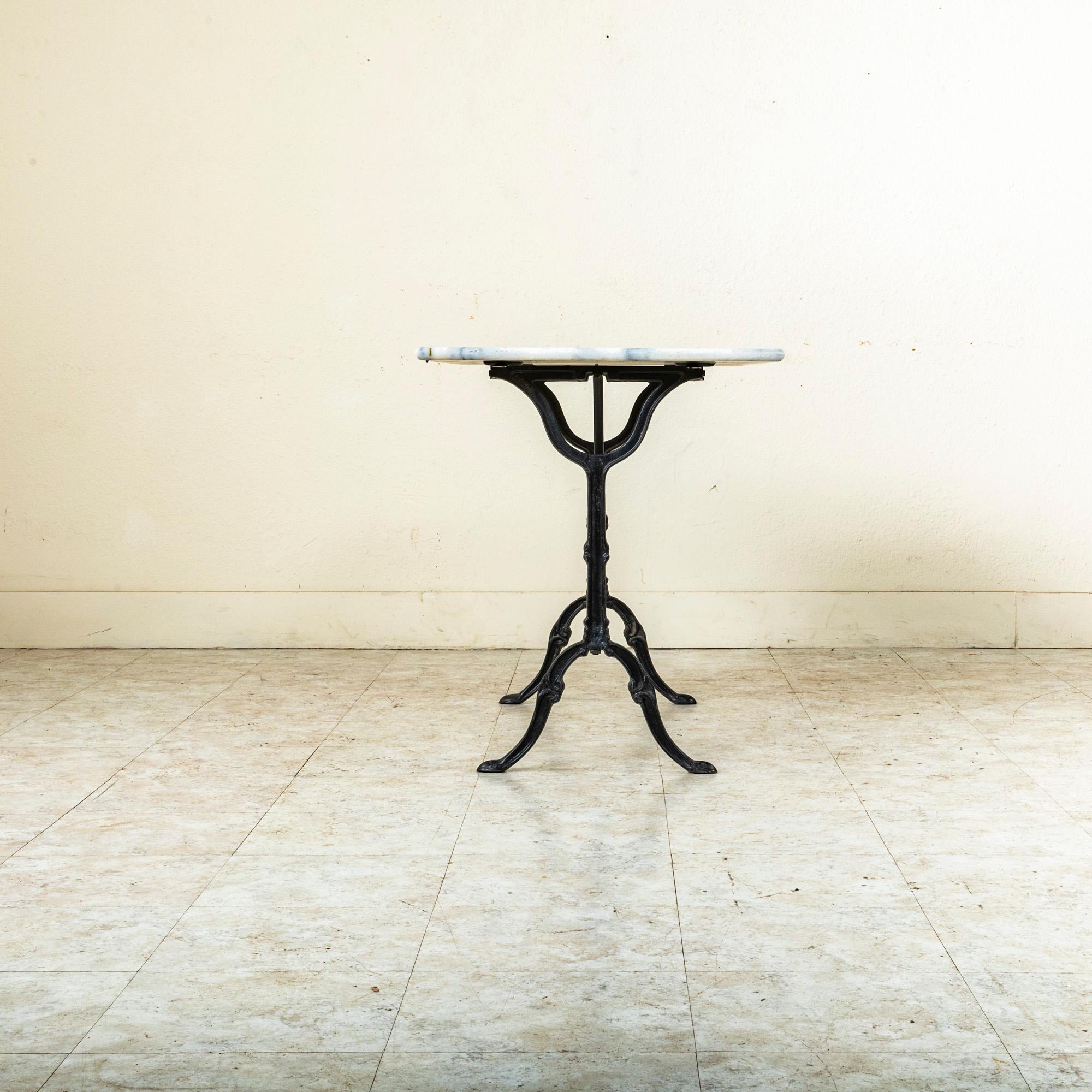Mid-20th Century French Cast Iron Bistro Table with White Marble Top 3