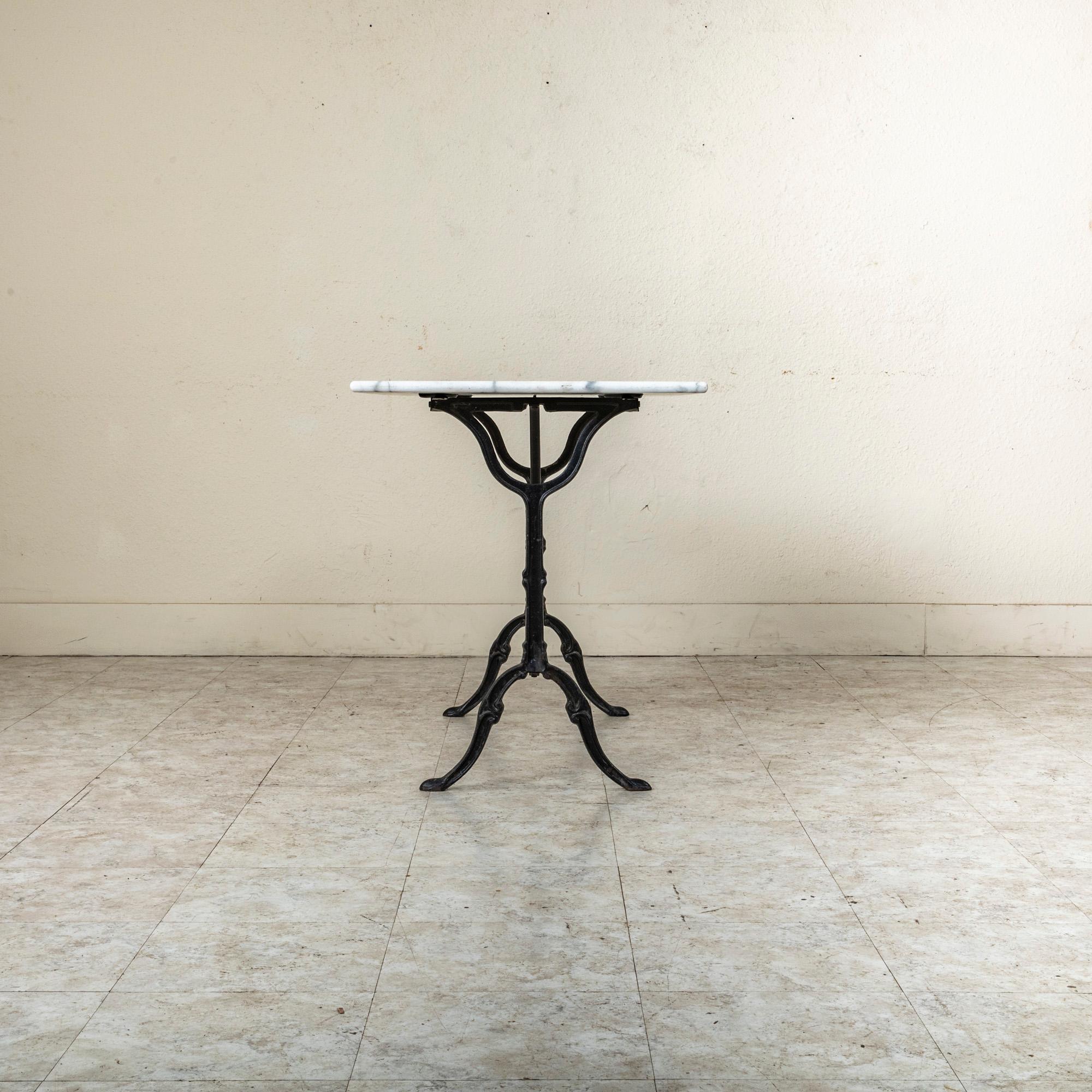 Mid-20th Century French Cast Iron Bistro Table with White Marble Top 3