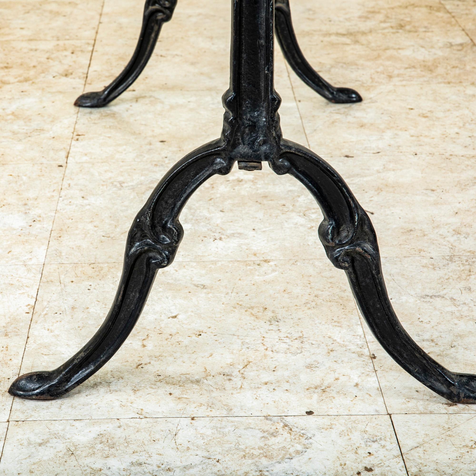 Mid-20th Century French Cast Iron Bistro Table with White Marble Top 4