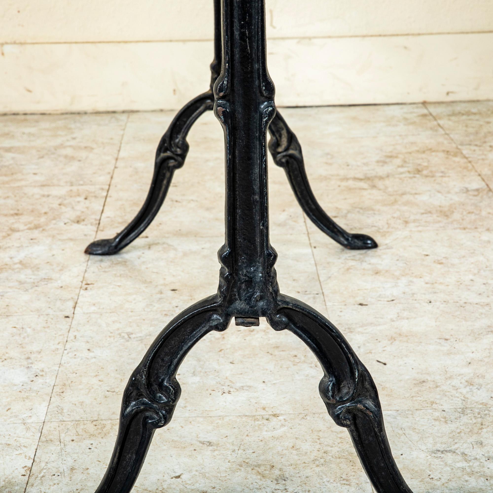 Mid-20th Century French Cast Iron Bistro Table with White Marble Top 5