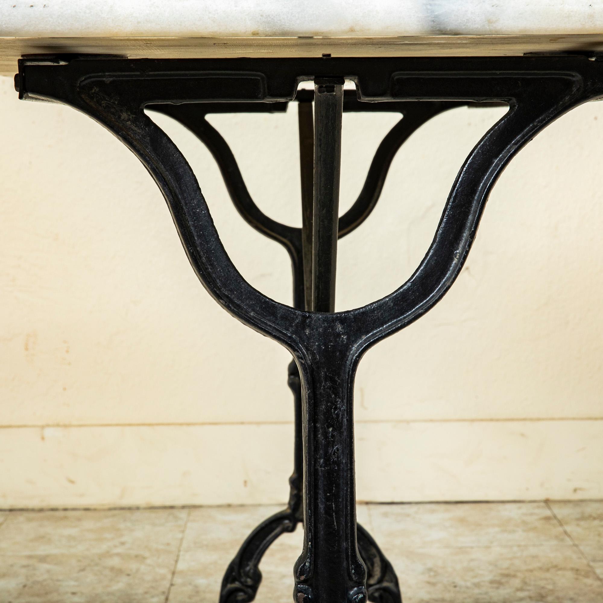 Mid-20th Century French Cast Iron Bistro Table with White Marble Top 6