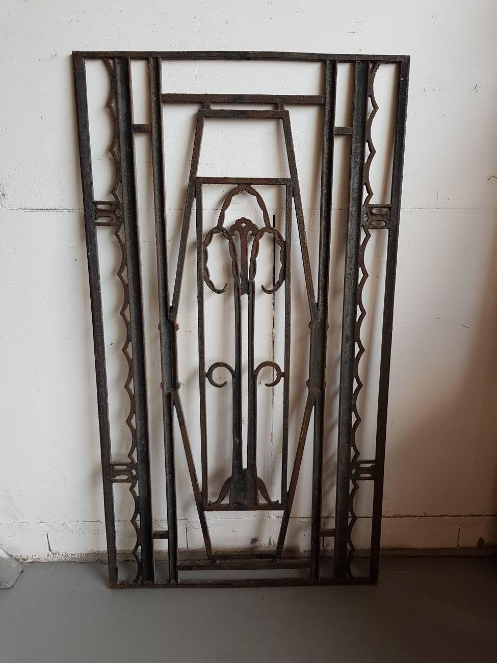 Mid-20th Century French Cast Iron Door Grill 2