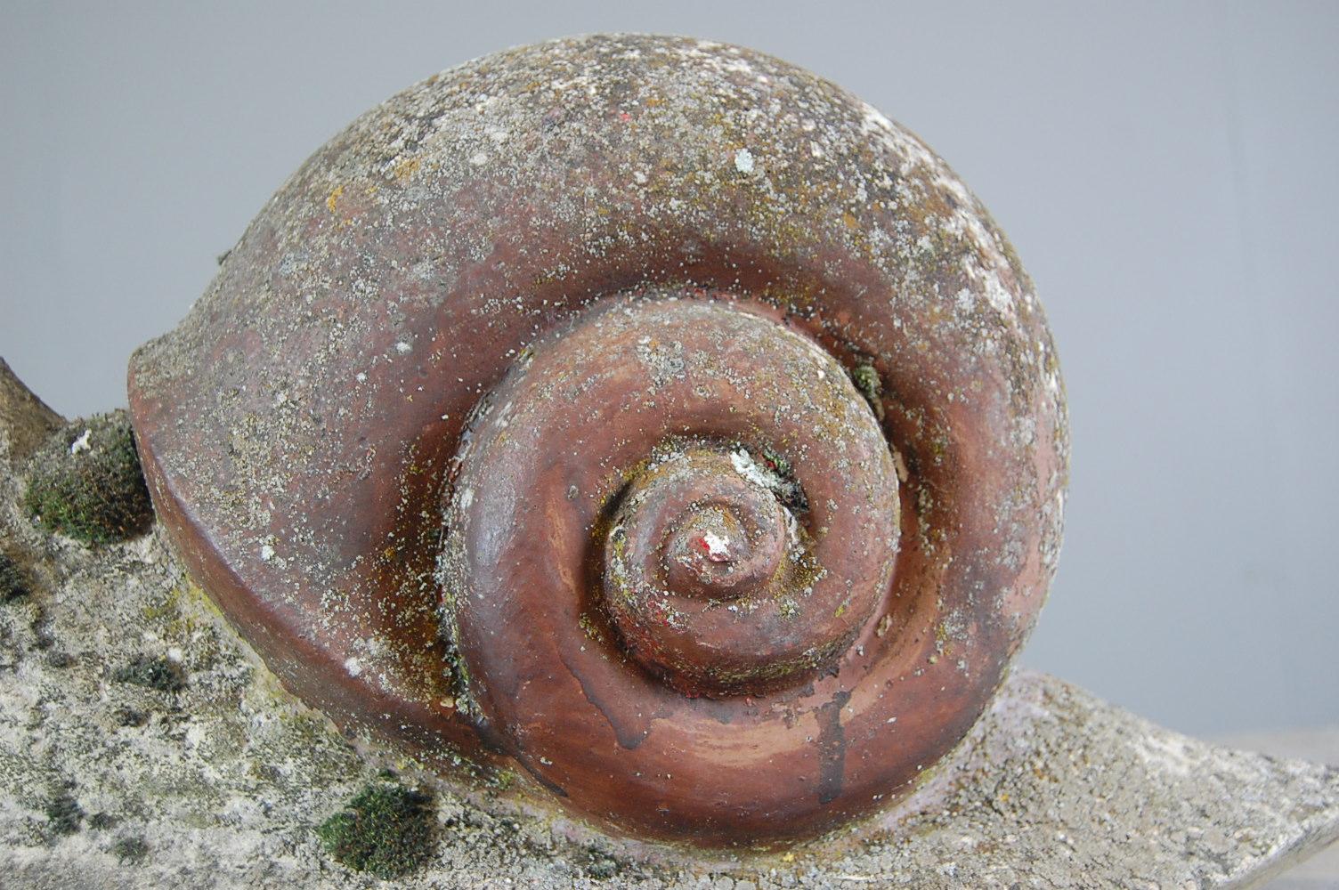 Mid-20th Century French Cast Stone Weathered Snail Statue In Fair Condition In Pease pottage, West Sussex