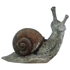 Mid-20th Century French Cast Stone Weathered Snail Statue