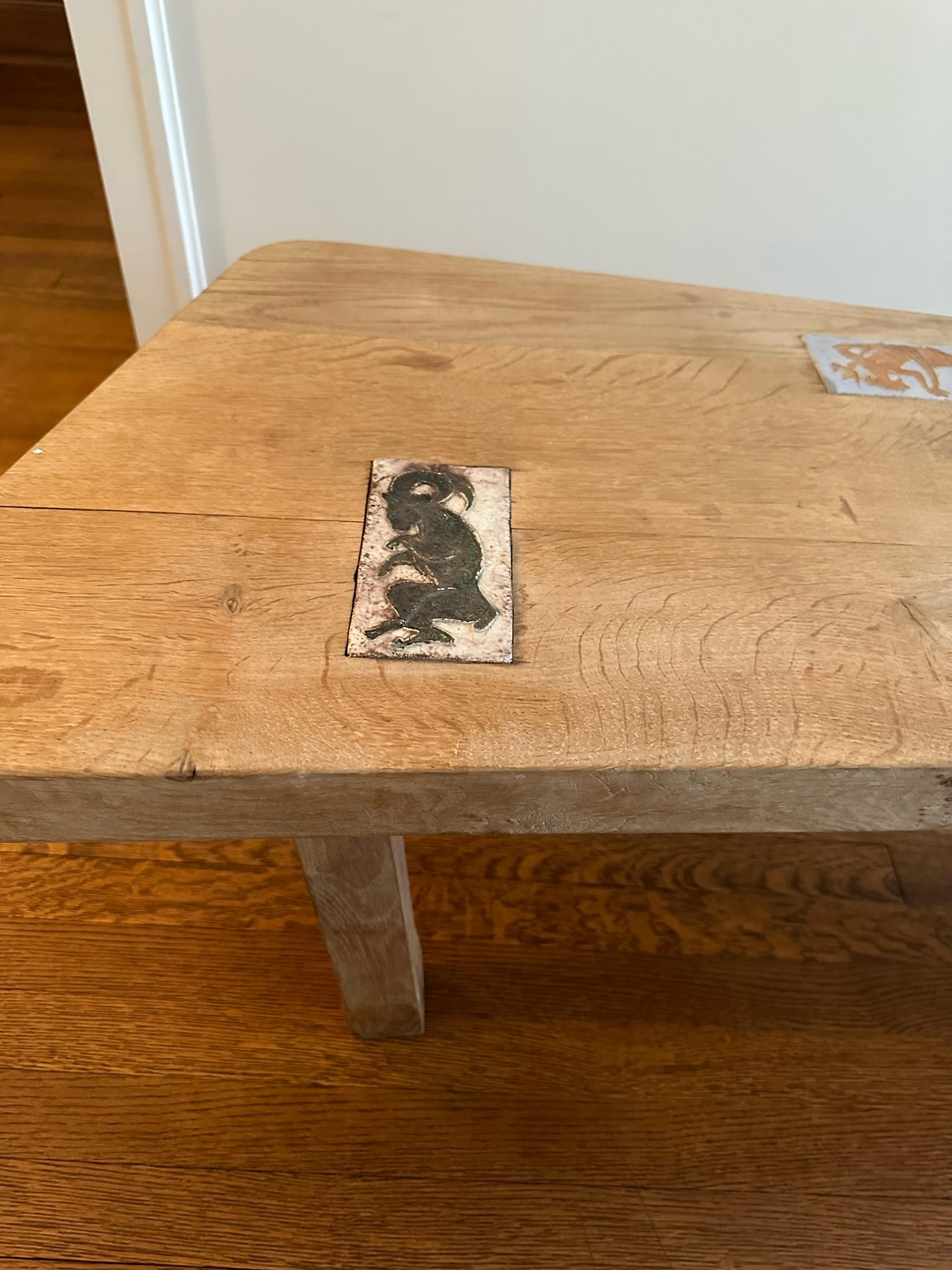 Mid 20th Century French Ceramic and Wood Coffee Table 2