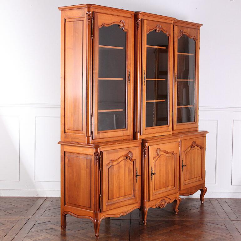 Louis XV Mid-20th Century French Cherrywood Bookcase Cabinet