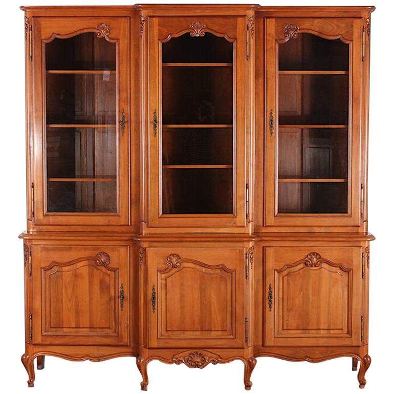Mid-20th Century French Cherrywood Bookcase Cabinet