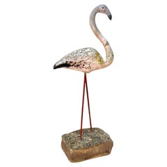 Vintage Mid-20th Century French Concrete Flamingo