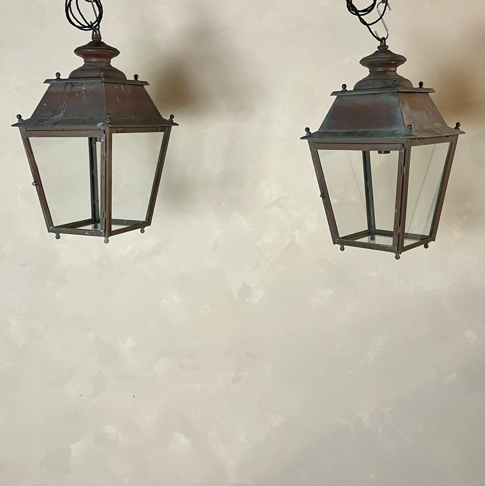 Mid-20th Century French Copper Lanterns , Kitchen , Outdoor Lighting, Hallway In Good Condition In Southampton, GB