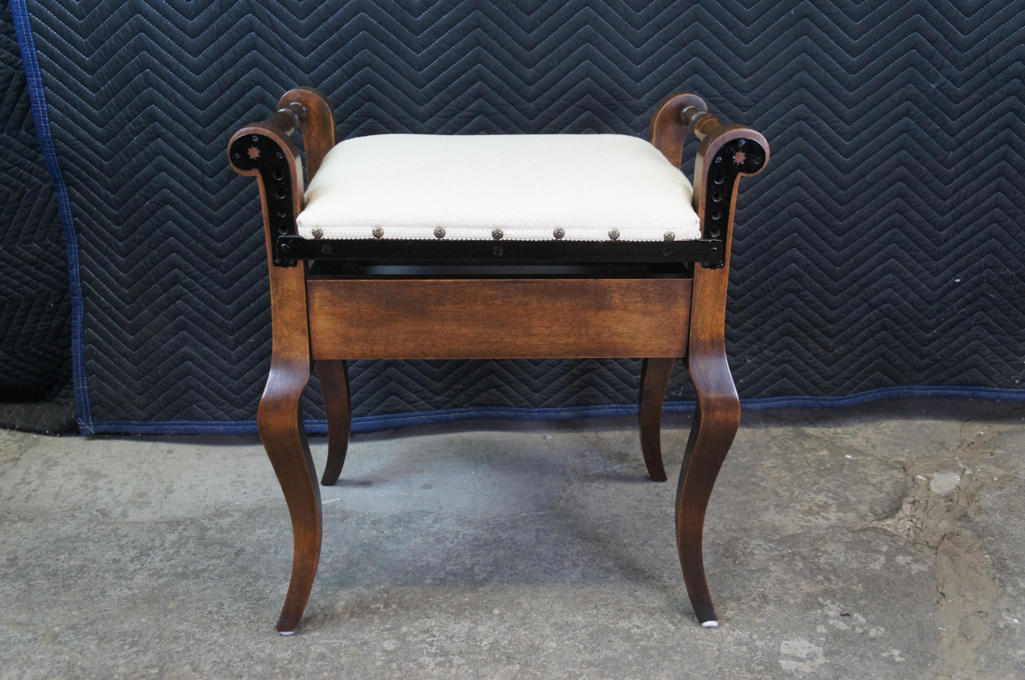 Mid 20th Century French Country Mahogany Adjustable Piano Stool Foyer Bench Seat For Sale 4