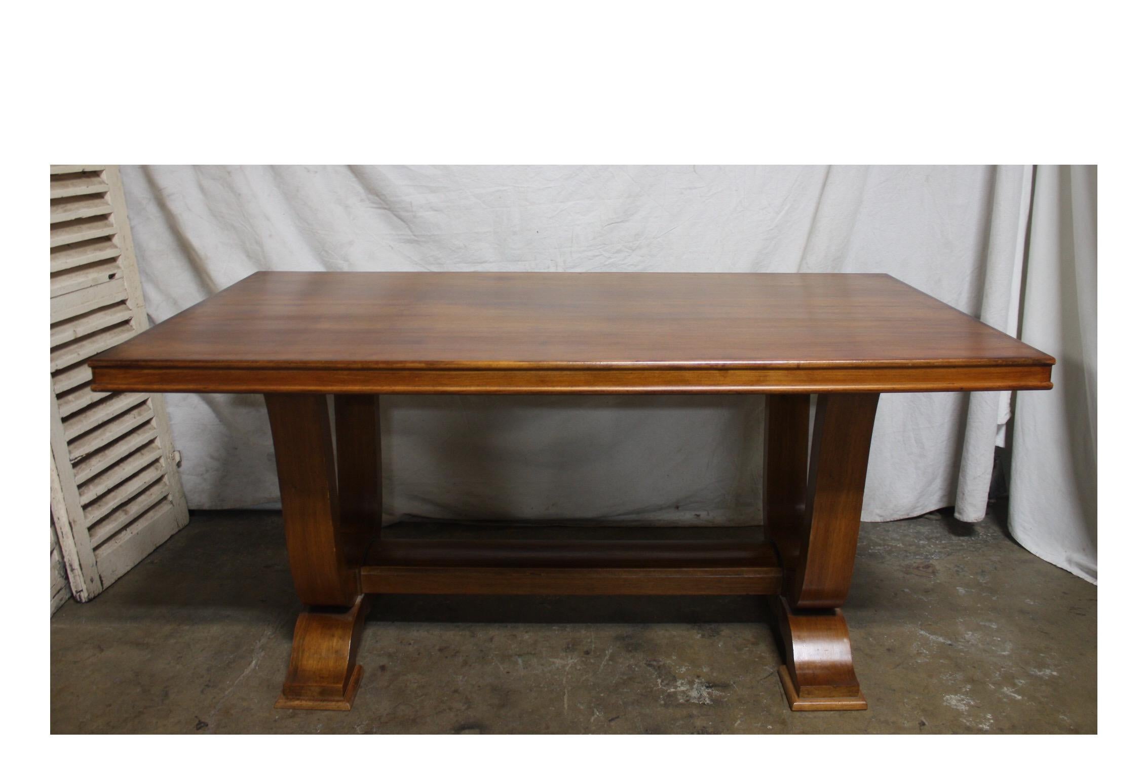 Mid-20th century French dining table
Dimensions of the table with the 2 extensions is 89in. W x 45in. D x 29.25in. H.