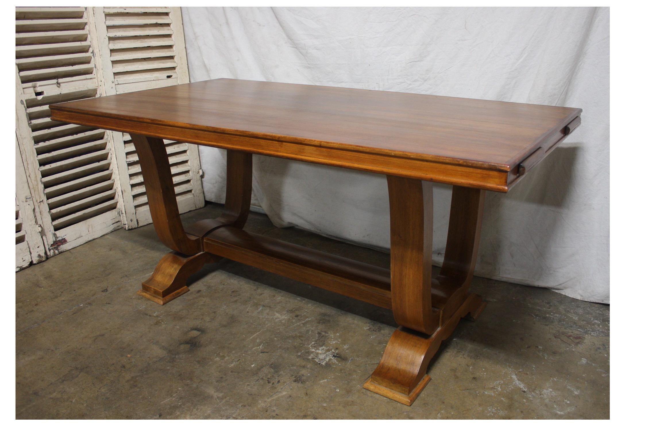Mid-Century Modern Mid-20th Century French Dining Table with 2 Extensions