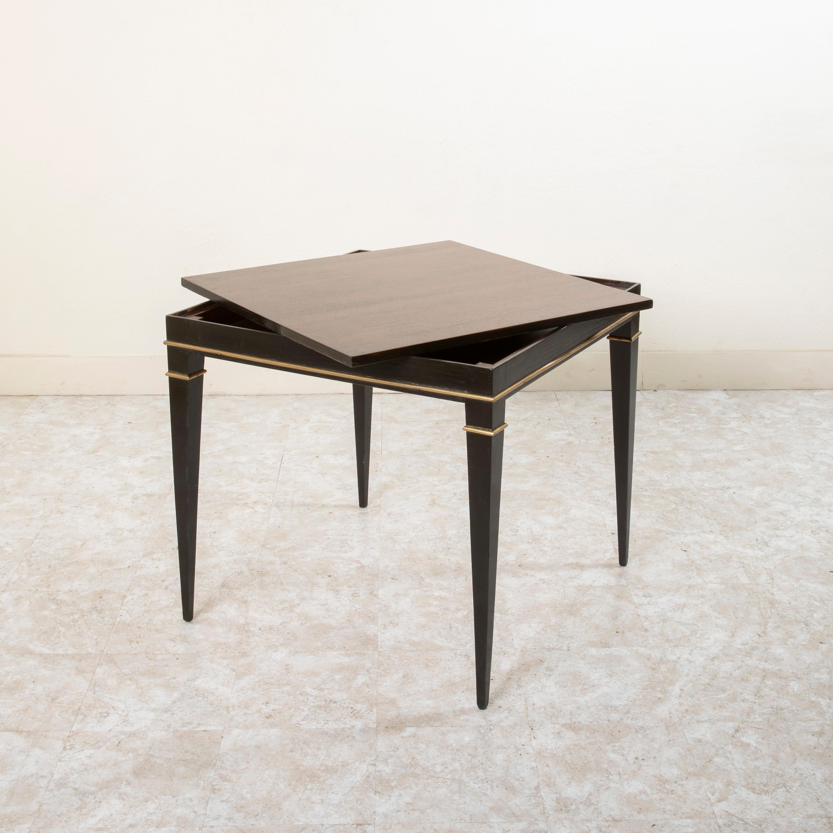 Mid-20th Century French Ebony and Palisander Game Table, Reversible Top  For Sale 2