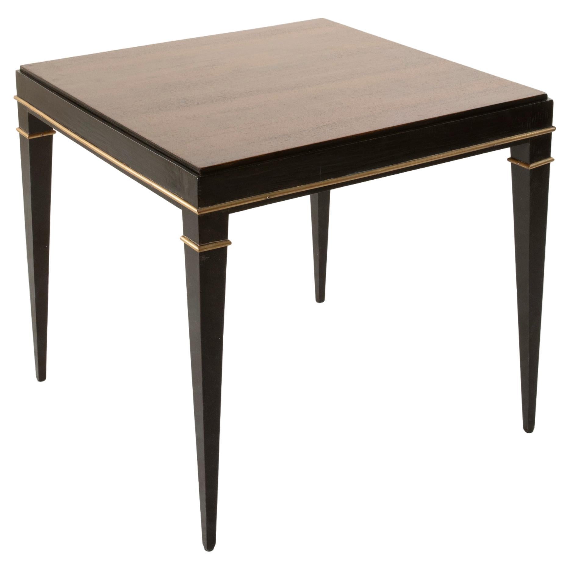 Mid-20th Century French Ebony and Palisander Game Table, Reversible Top  For Sale