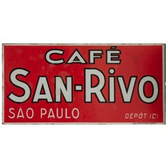 Used Mid-20th Century French Enameled Metal Sign for Cafe San Rivo in Sao Paulo