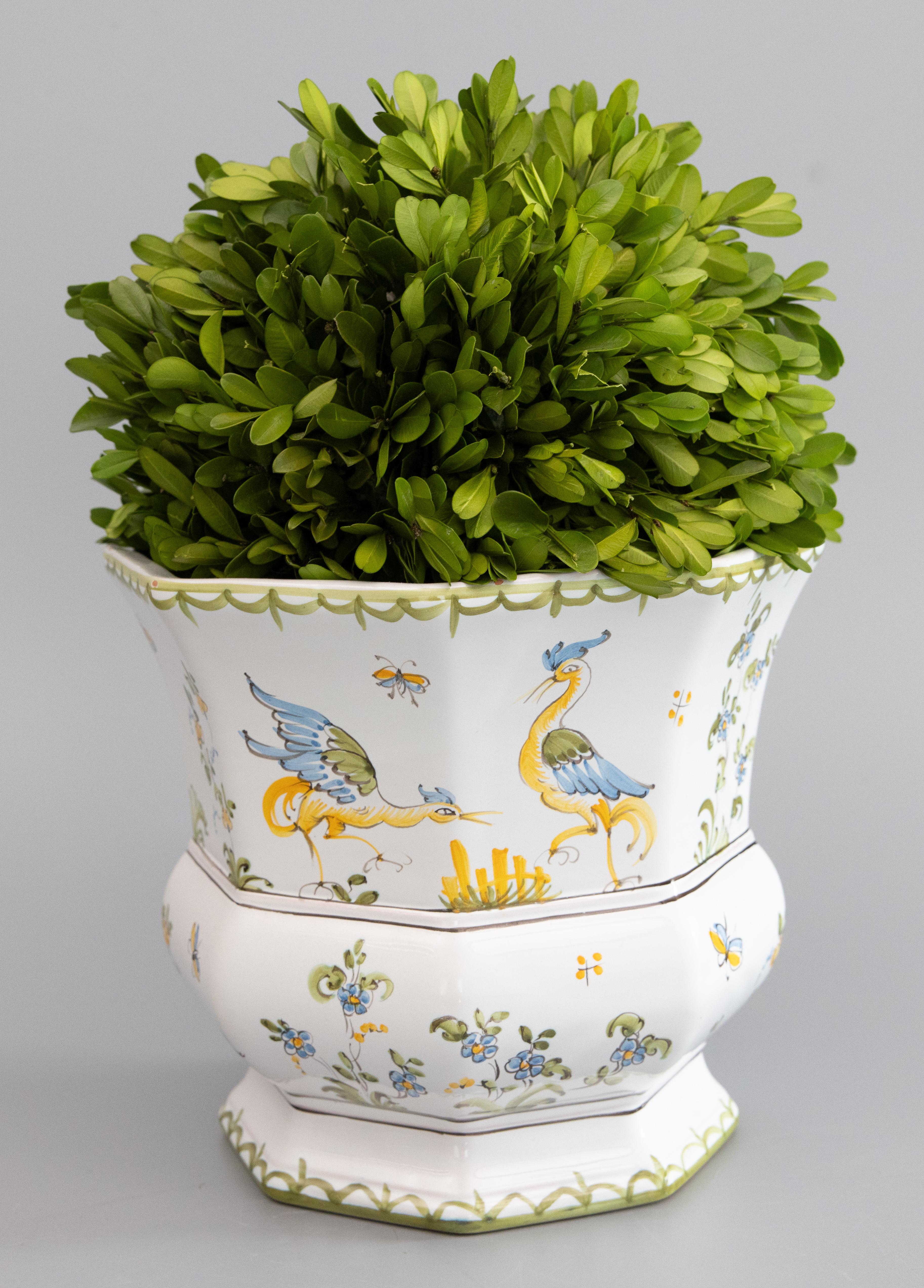 Mid 20th Century French Faience Lallier à Moustiers Cachepot Planter In Good Condition In Pearland, TX