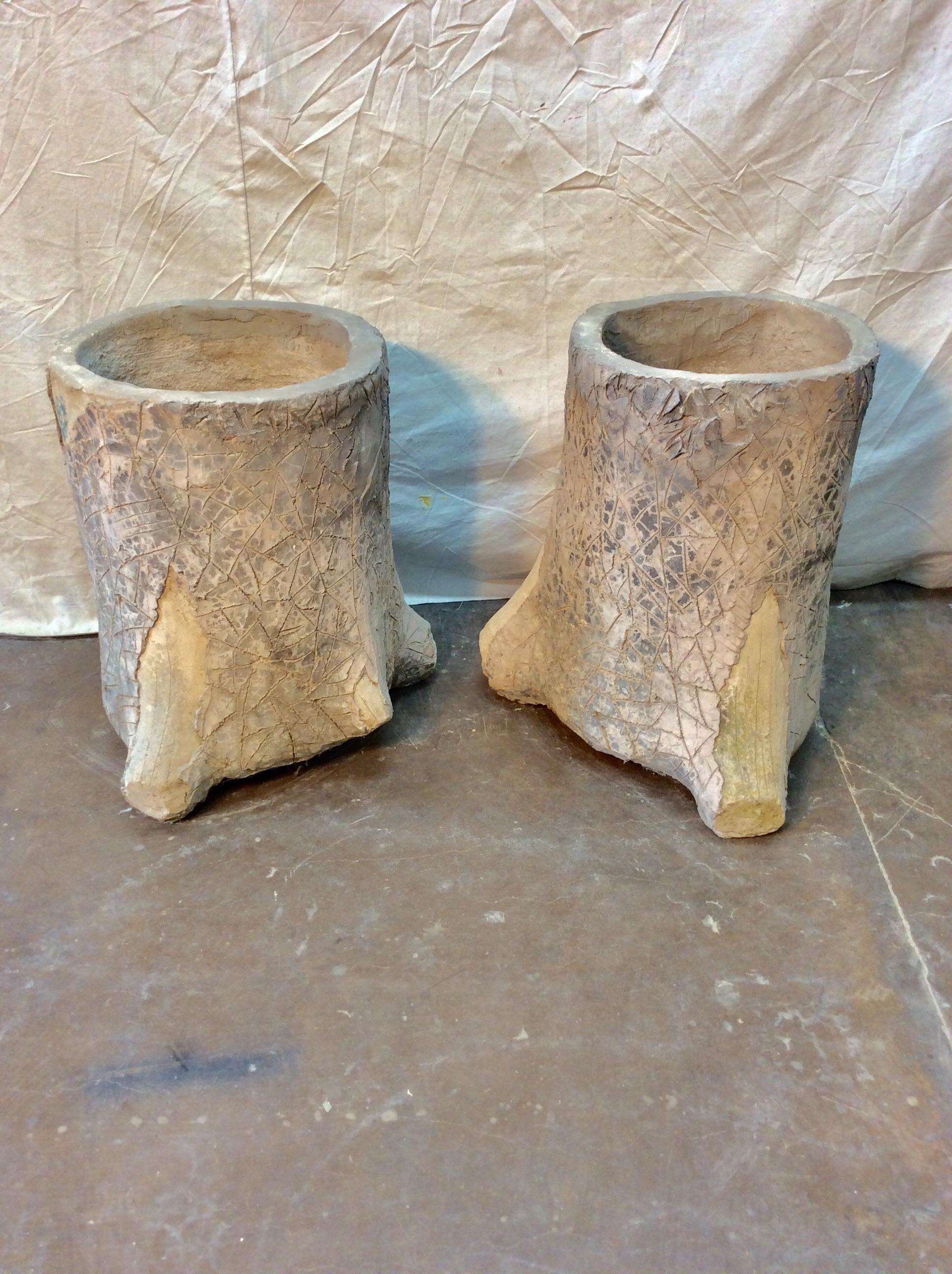 Mid-20th Century French Faux Bois Planters, a Pair 5