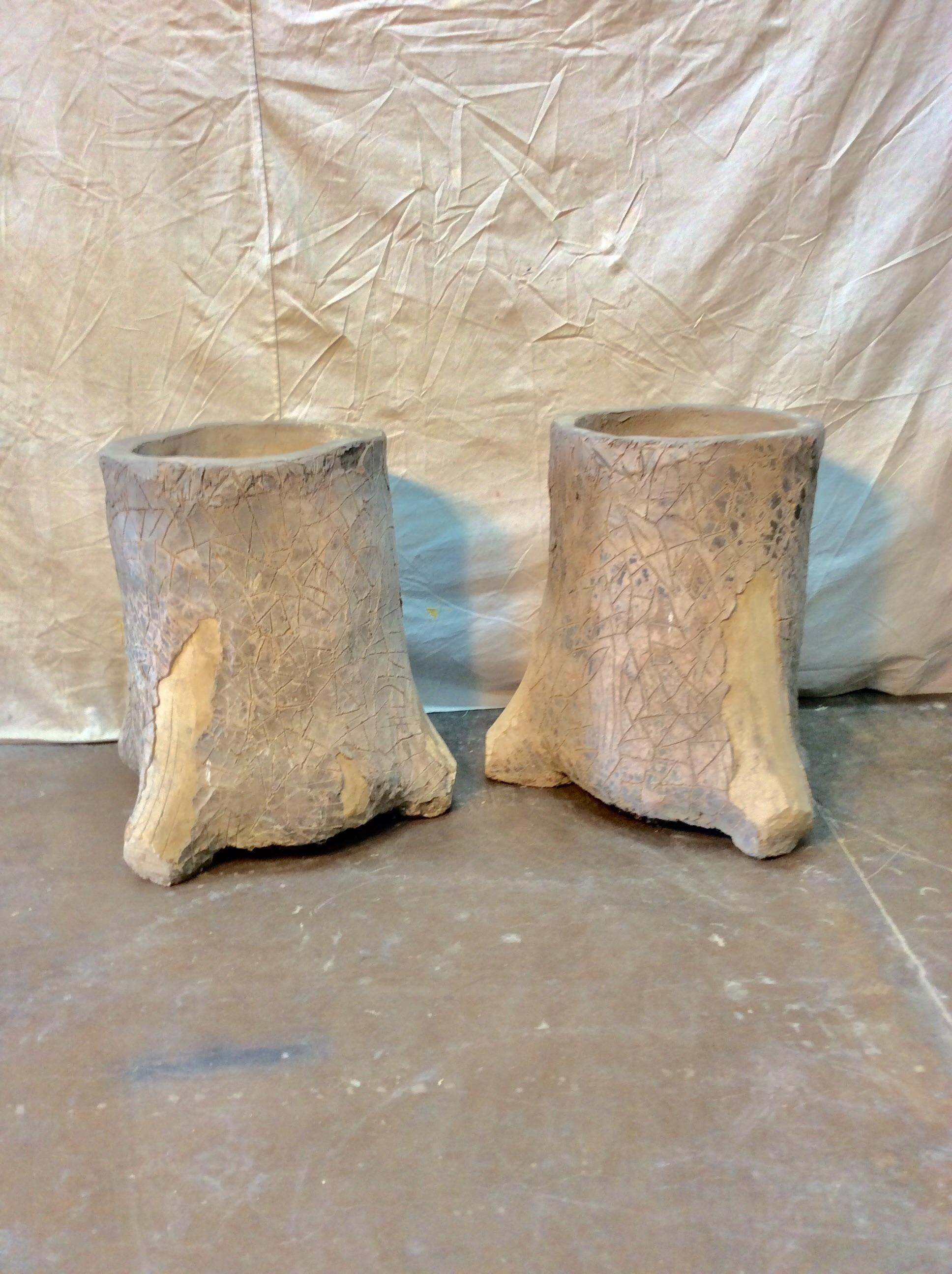 Mid-20th Century French Faux Bois Planters, a Pair 8