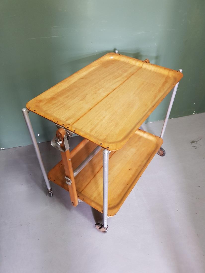Vintage French design serving cart/trolley that can be folded up for easy storage, made by the company 