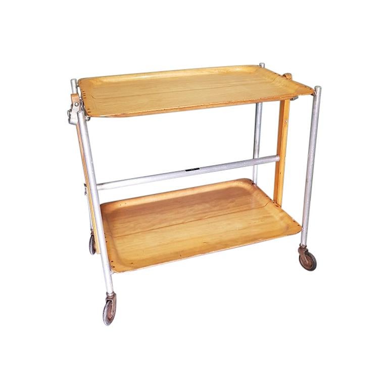 Mid-20th Century French Foldable Serving Cart or Trolley For Sale