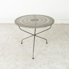 Mid-20th Century French Folding Pierced Metal Outdoor Garden Table, Cafe Table