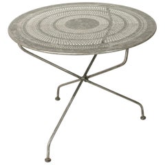 Mid-20th Century French Folding Pierced Metal Outdoor Garden Table, Cafe Table