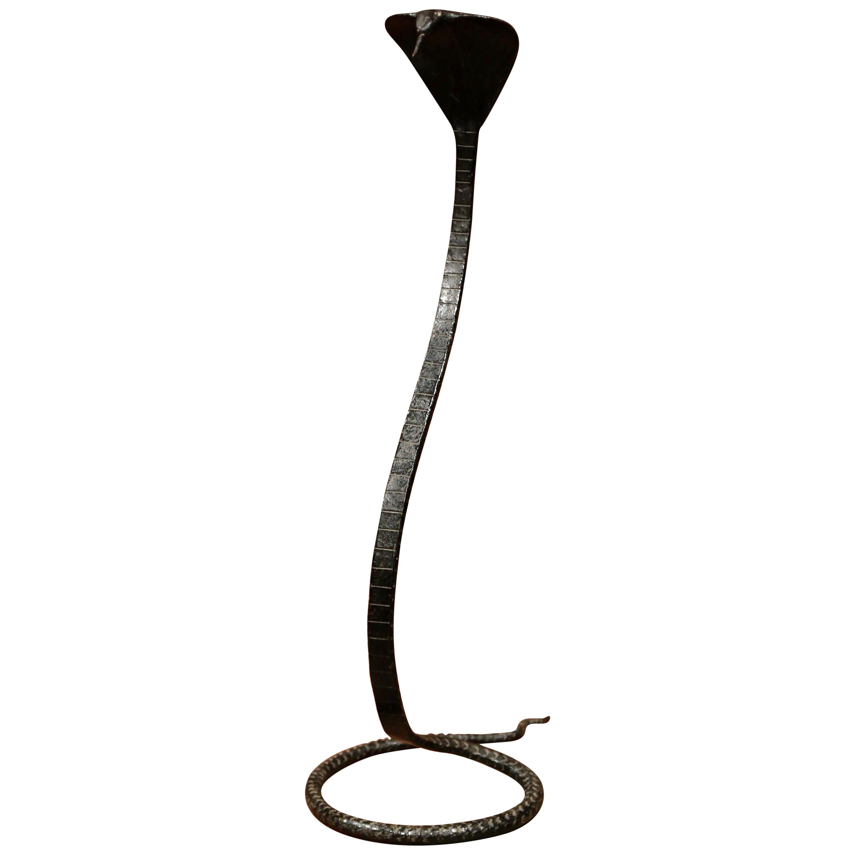 Mid-20th Century French Forged Iron Rattle Snake Sculpture