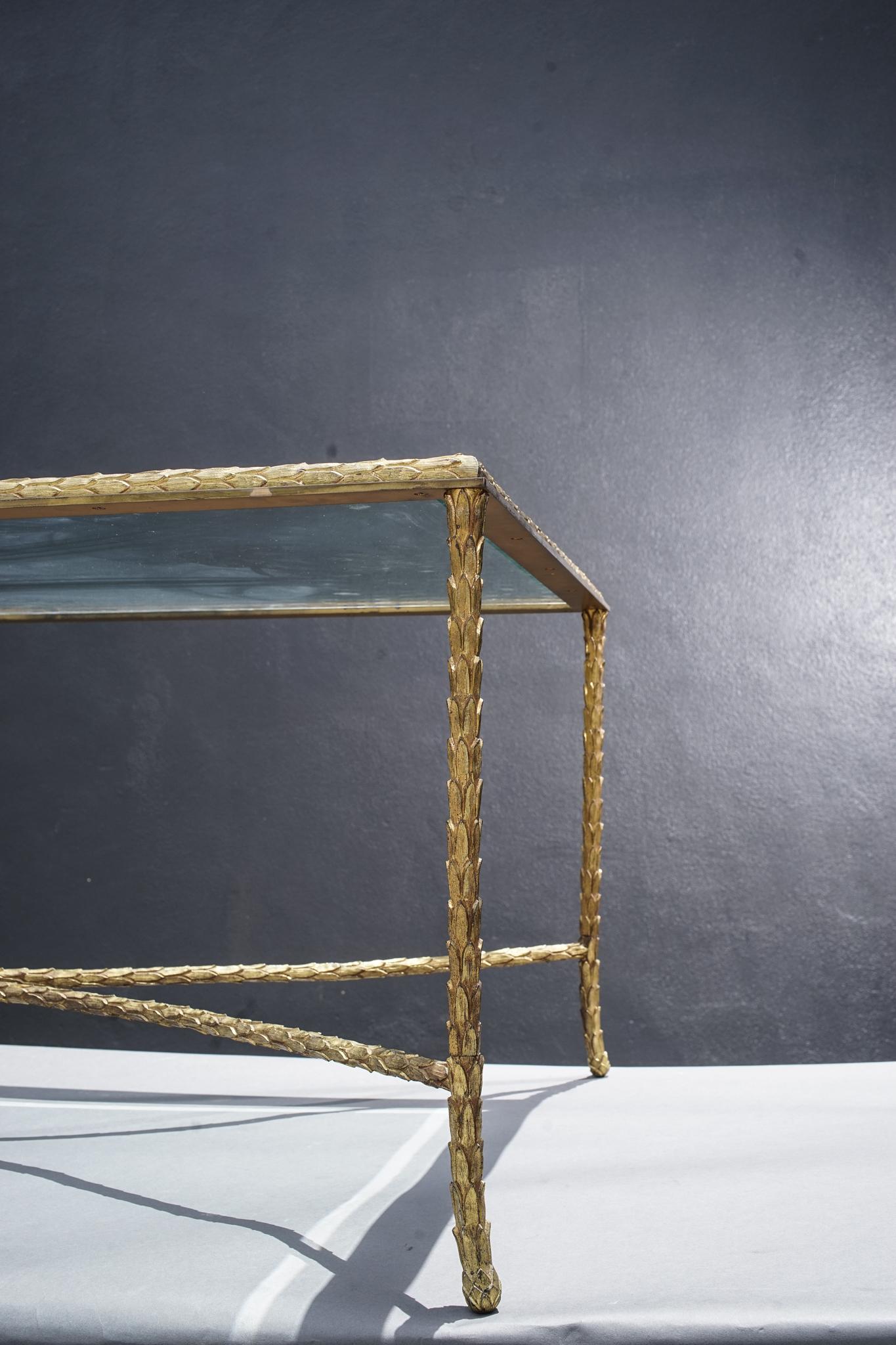 Hand-Crafted Mid-20th Century French Gilt Bronze Coffee Table