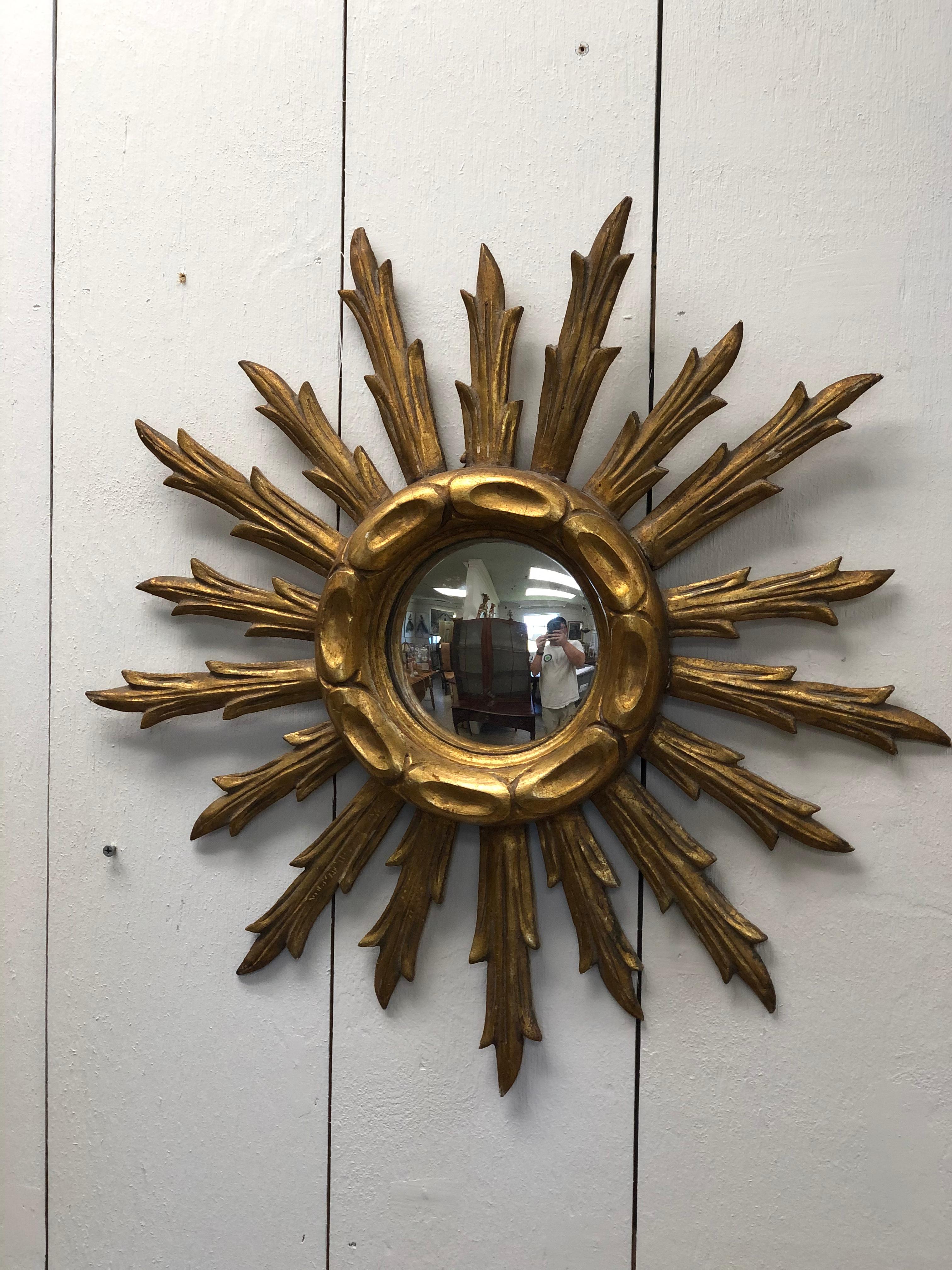 Mid-20th Century French Giltwood Sunburst Mirror 1