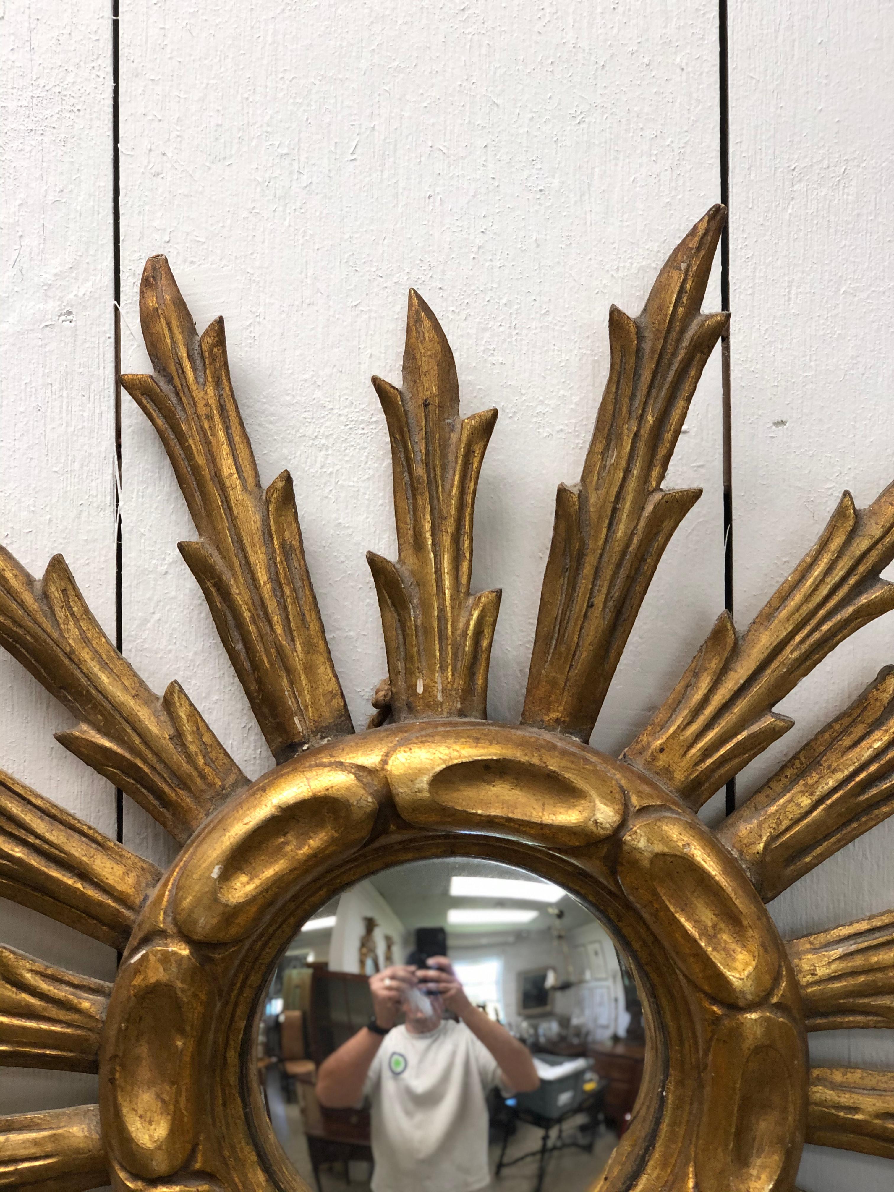 Mid-20th Century French Giltwood Sunburst Mirror 3