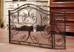 Mid-20th Century French Gothic Wrought Iron Three-Panel Fireplace Screen