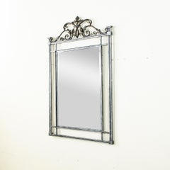 Mid-20th Century French Hand Forged Iron and Steel Wall Mirror