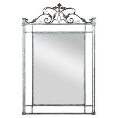 Mid-20th Century French Hand Forged Iron and Steel Wall Mirror