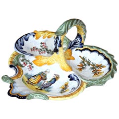 Mid-20th Century French Hand Painted Faience Dish Signed Henriot Quimper