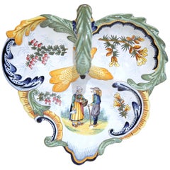 Mid-20th Century French Hand Painted Faience Dish Signed Henriot Quimper