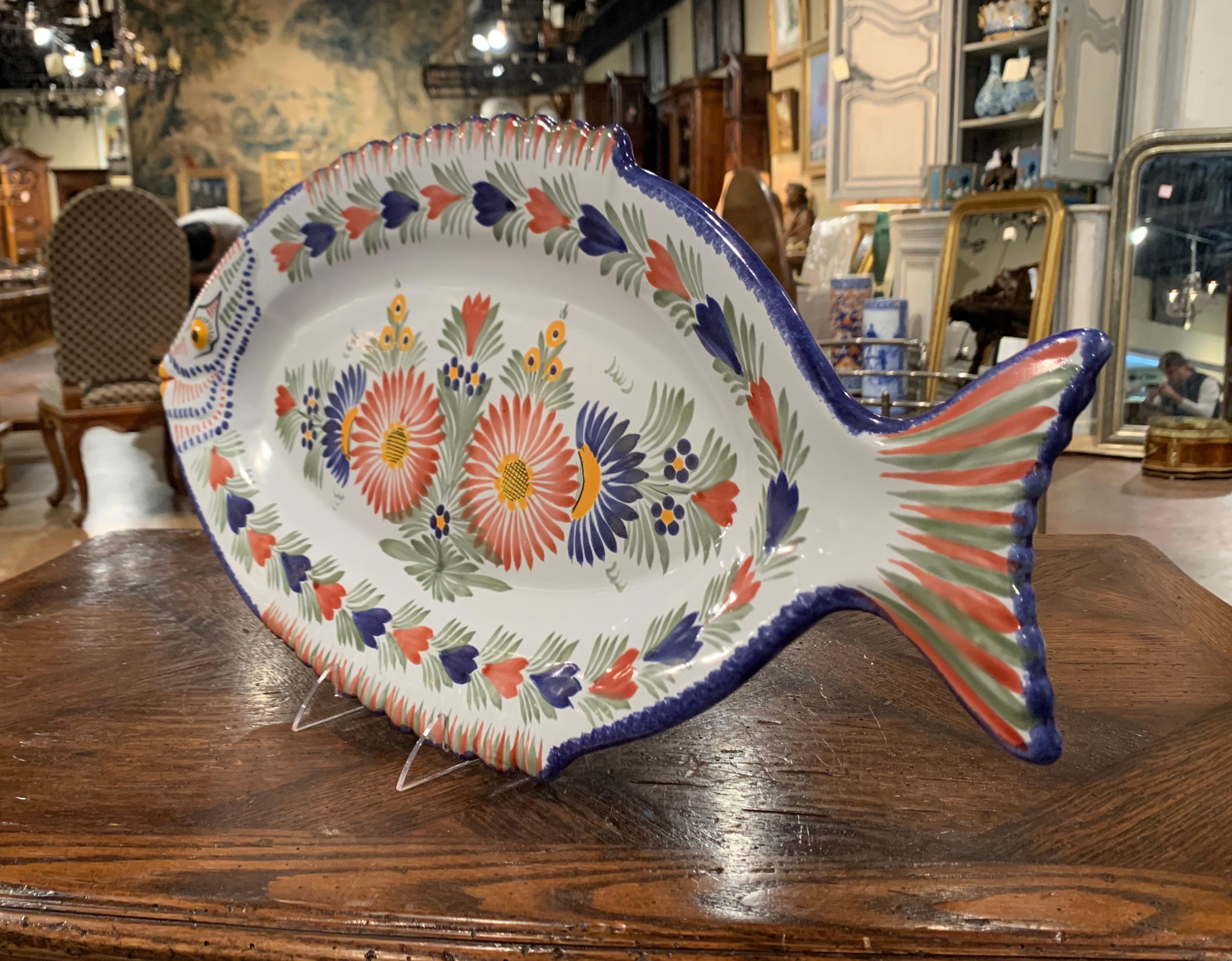 Mid-20th Century French Hand Painted Faience Fish Platter from HB Quimper 2