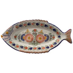 Mid-20th Century French Hand Painted Faience Fish Platter from HB Quimper