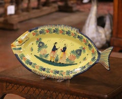 Mid-20th Century French Hand-Painted Faience Fish Platter from Quimper