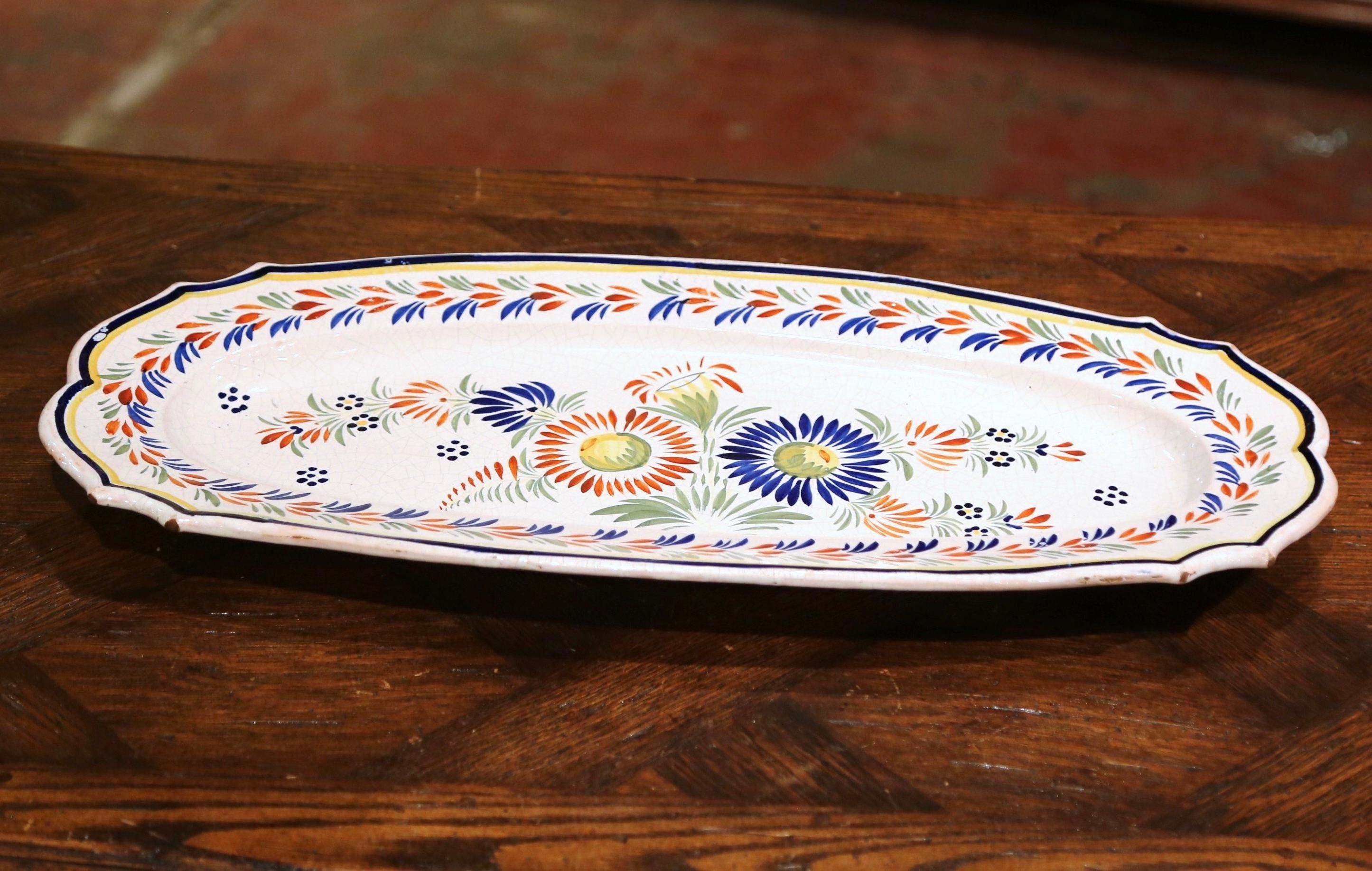 Hand-Painted Mid-20th Century French Hand Painted Faience Fish Platter Quimper Style