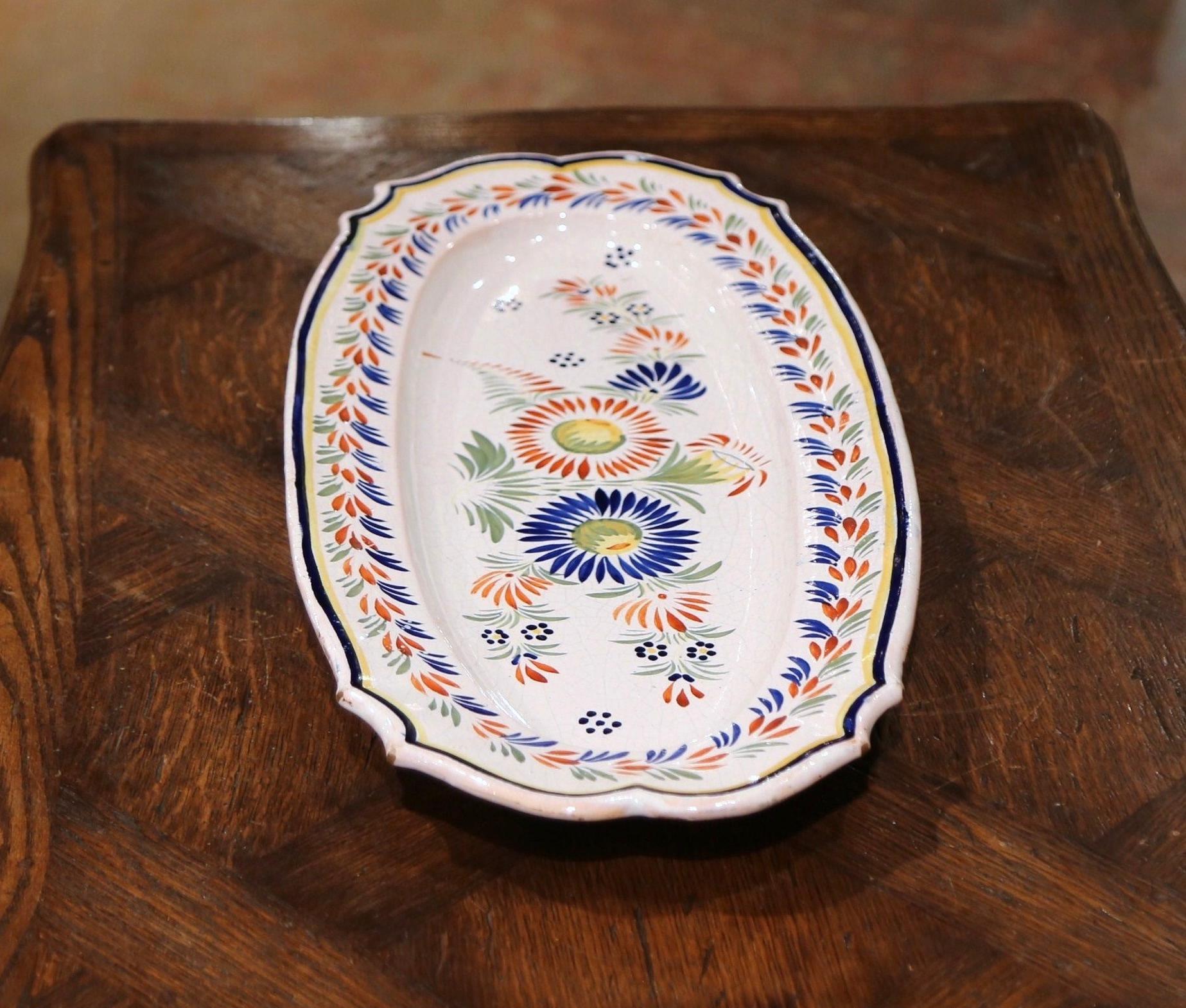 Mid-20th Century French Hand Painted Faience Fish Platter Quimper Style 1