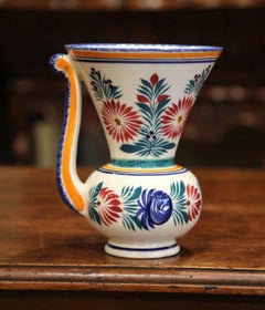 Mid-20th Century French Hand Painted Faience Vase Signed HB Quimper