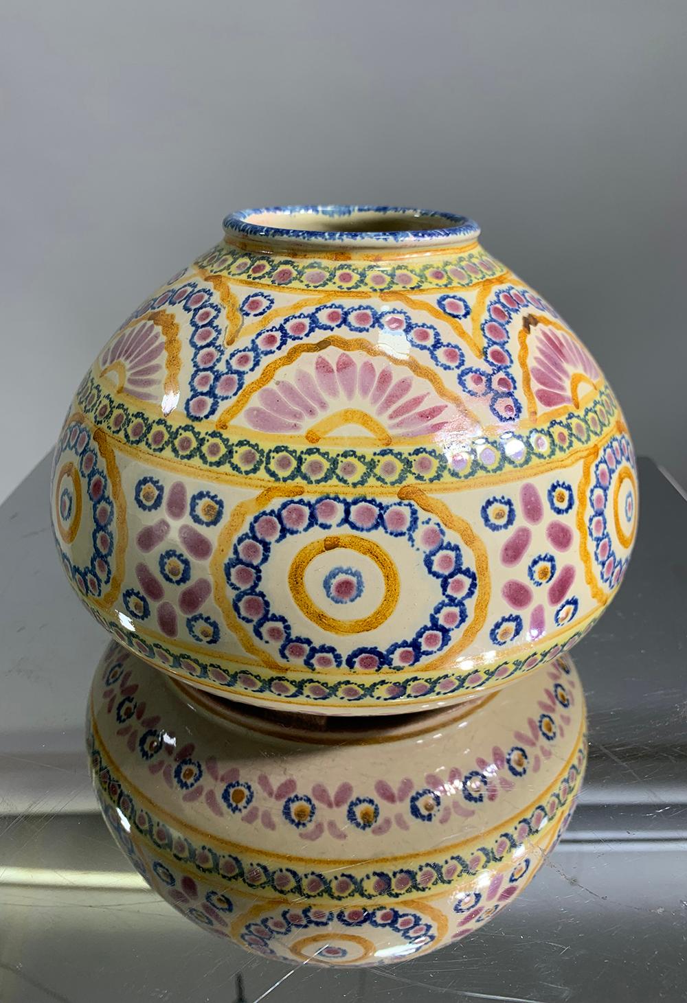 Mid-20th Century French Hand Painted Faience Vase Signed Henriot Quimper For Sale 1