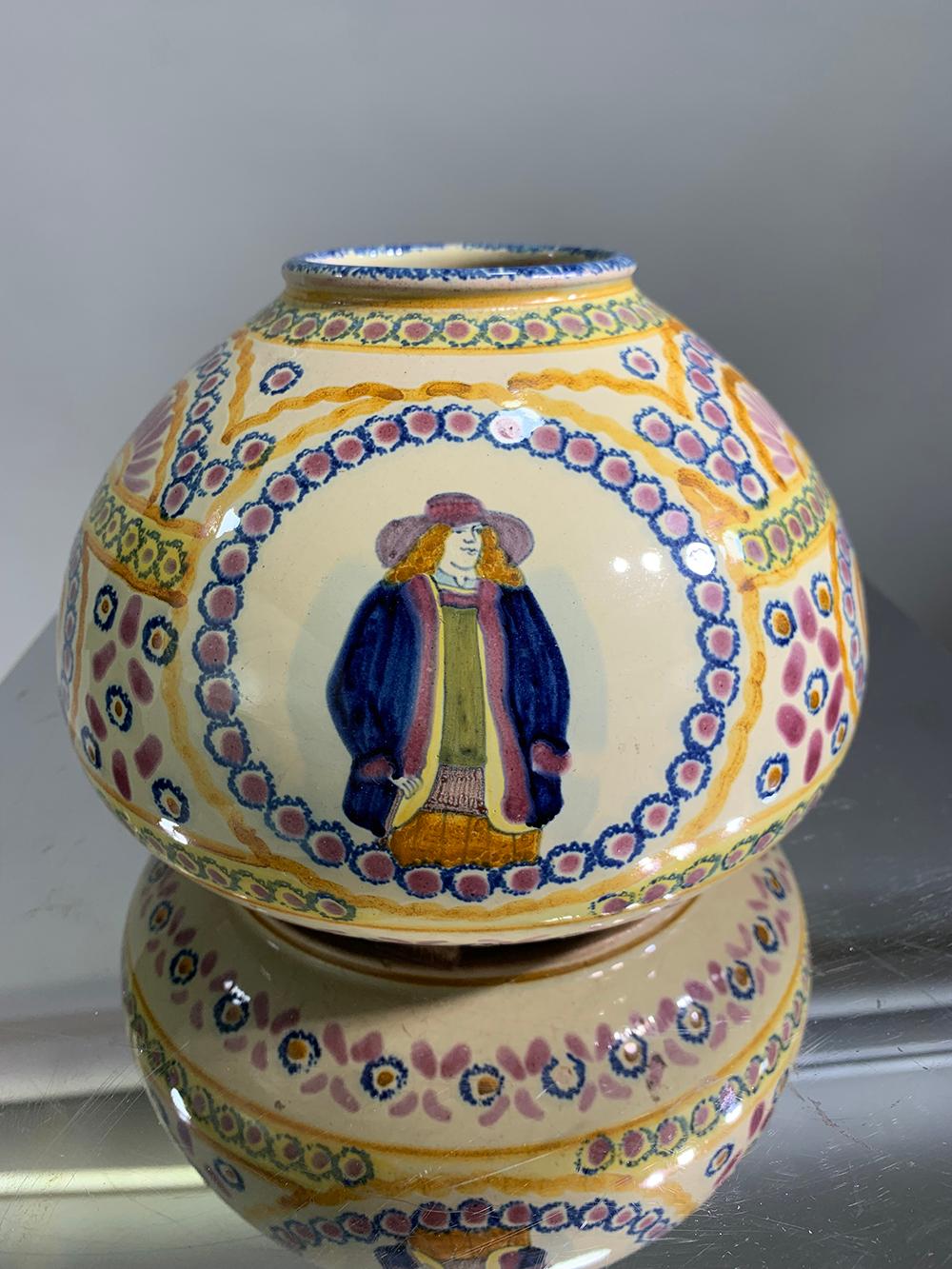 Mid-20th Century French Hand Painted Faience Vase Signed Henriot Quimper For Sale 3