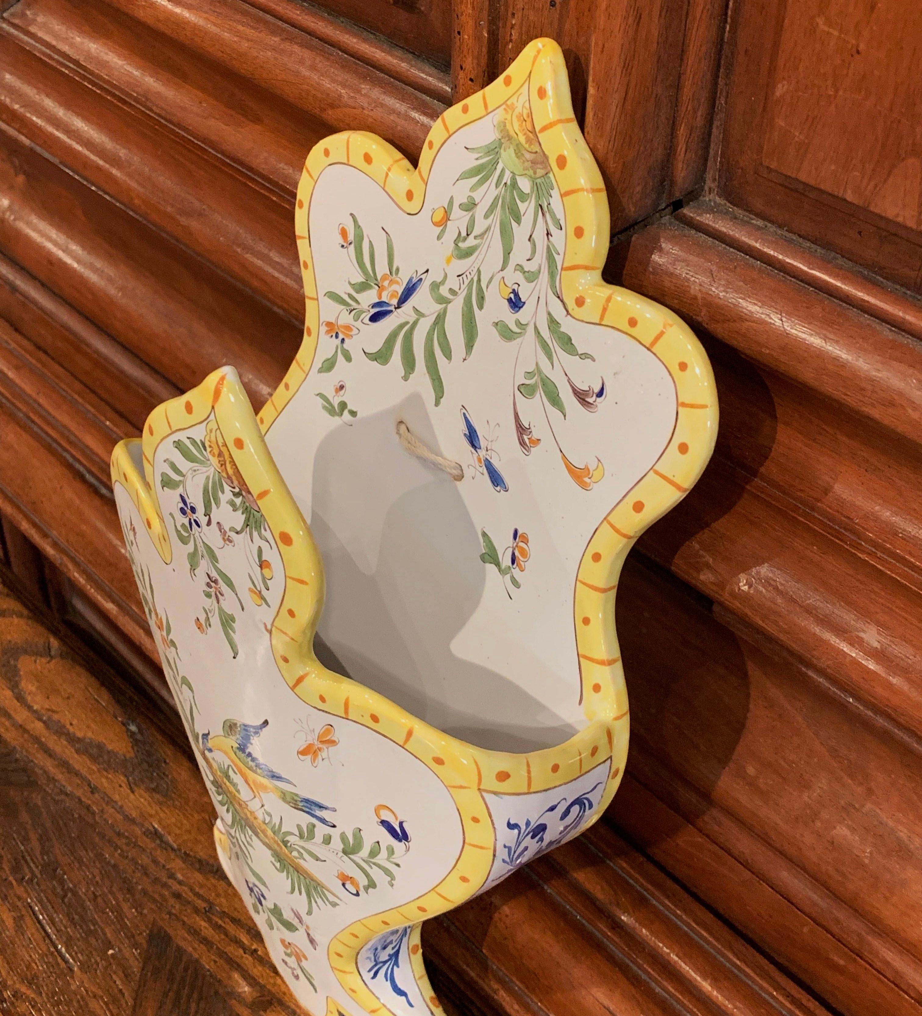 Hand-Painted Mid-20th Century French Hand Painted Faience Wall Letter Holder