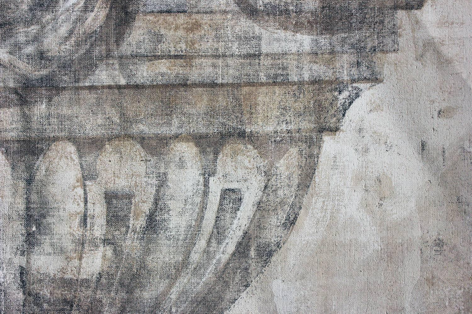 Mid 20th Century French Hand-Painted Trompe L'oeil Theatre Canvas Linen Backdrop 2