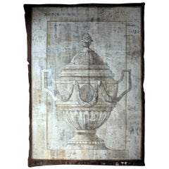 Vintage Mid 20th Century French Hand-Painted Trompe L'oeil Theatre Canvas Linen Backdrop
