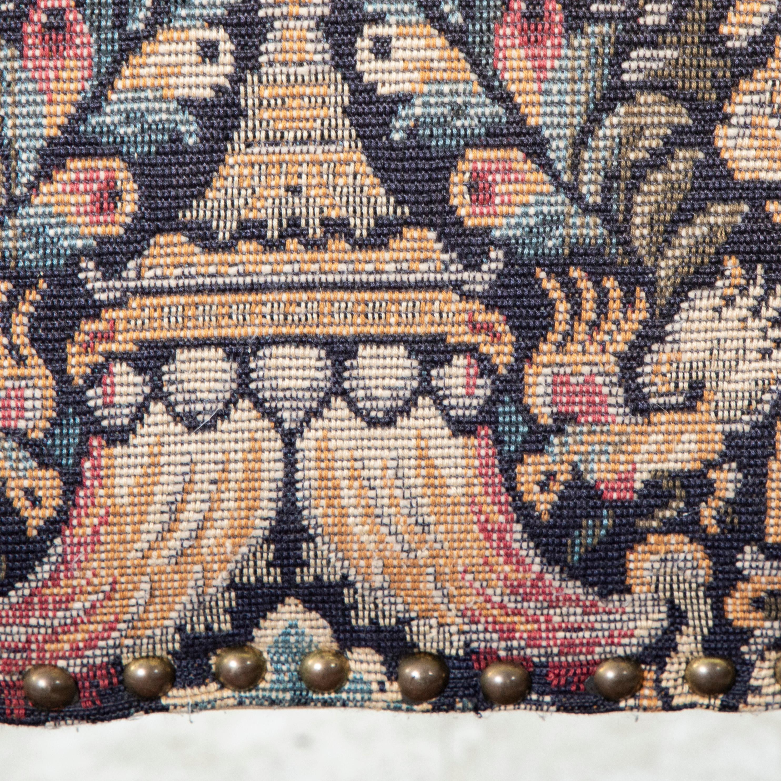 Mid-20th Century French Hand Pegged Oak Mutton Leg Chairs, Tapestry Upholstery 9