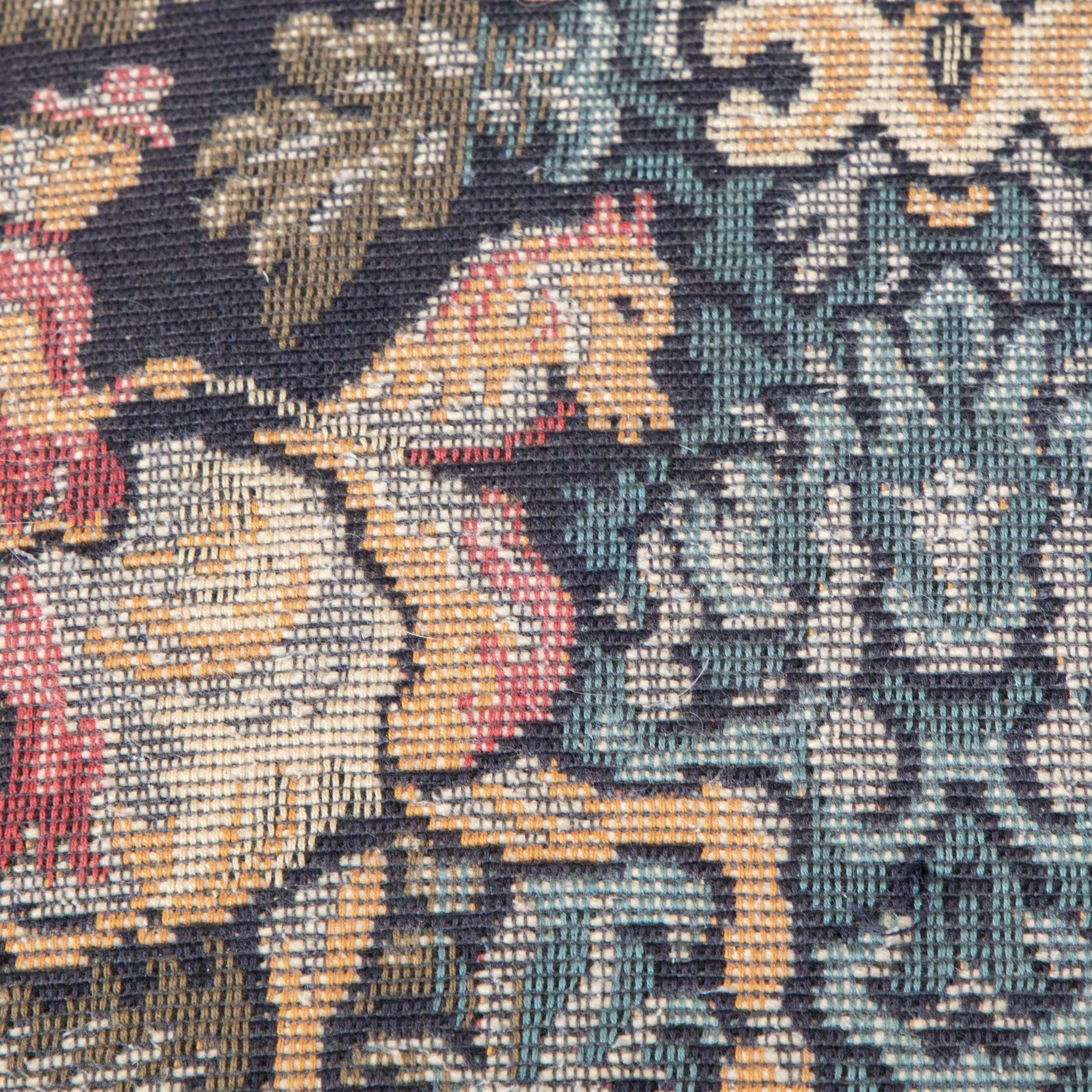 Mid-20th Century French Hand Pegged Oak Mutton Leg Chairs, Tapestry Upholstery 10