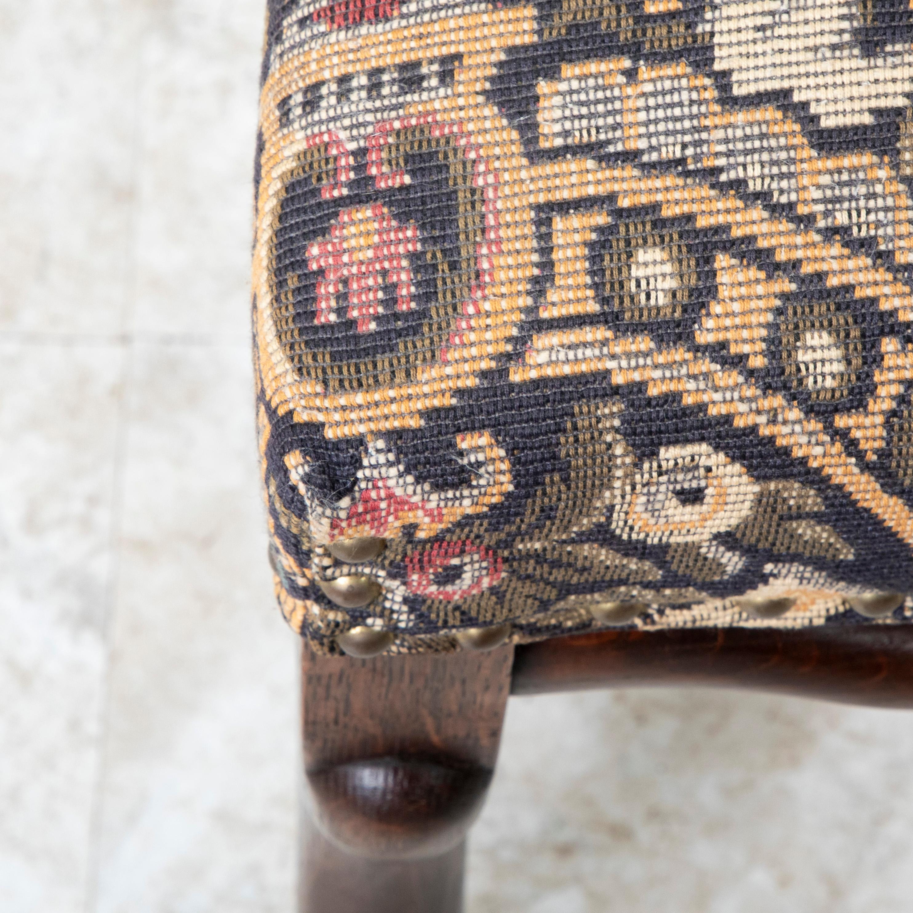 Mid-20th Century French Hand Pegged Oak Mutton Leg Chairs, Tapestry Upholstery 11