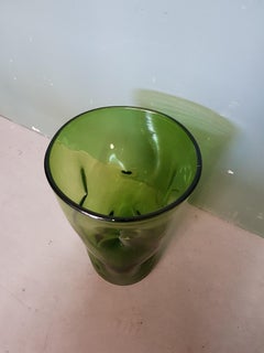Mid-20th Century French Hand Turned Green Glass Vase